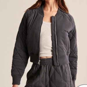 A&F • Dark Grey Onion Quilted Bomber Jacket • Size Medium